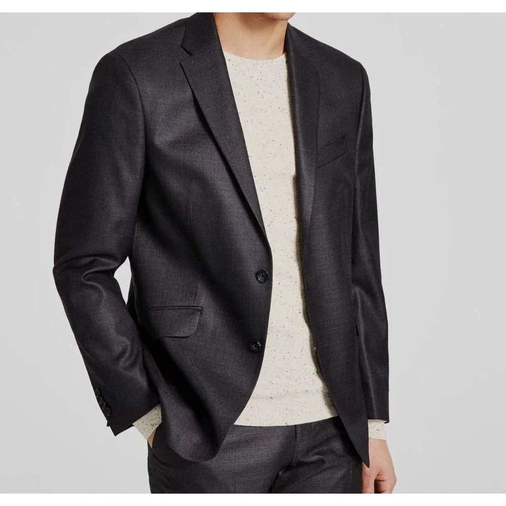 Kenneth Cole Reaction Men 2-pc Techni-Cole Suit GunMetal 46L Jacket Pant 40W 32L